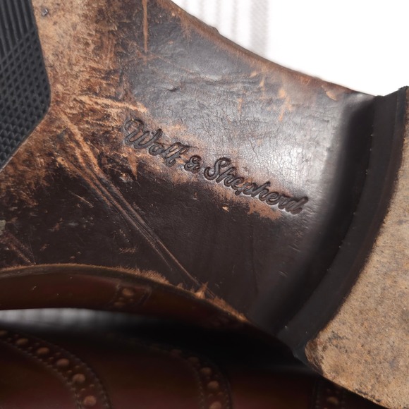 Wolf + Shepherd Oxford Dress Shoes Mens 13 Senna Wingtip Brogue Brown Leather - Picture 15 of 16